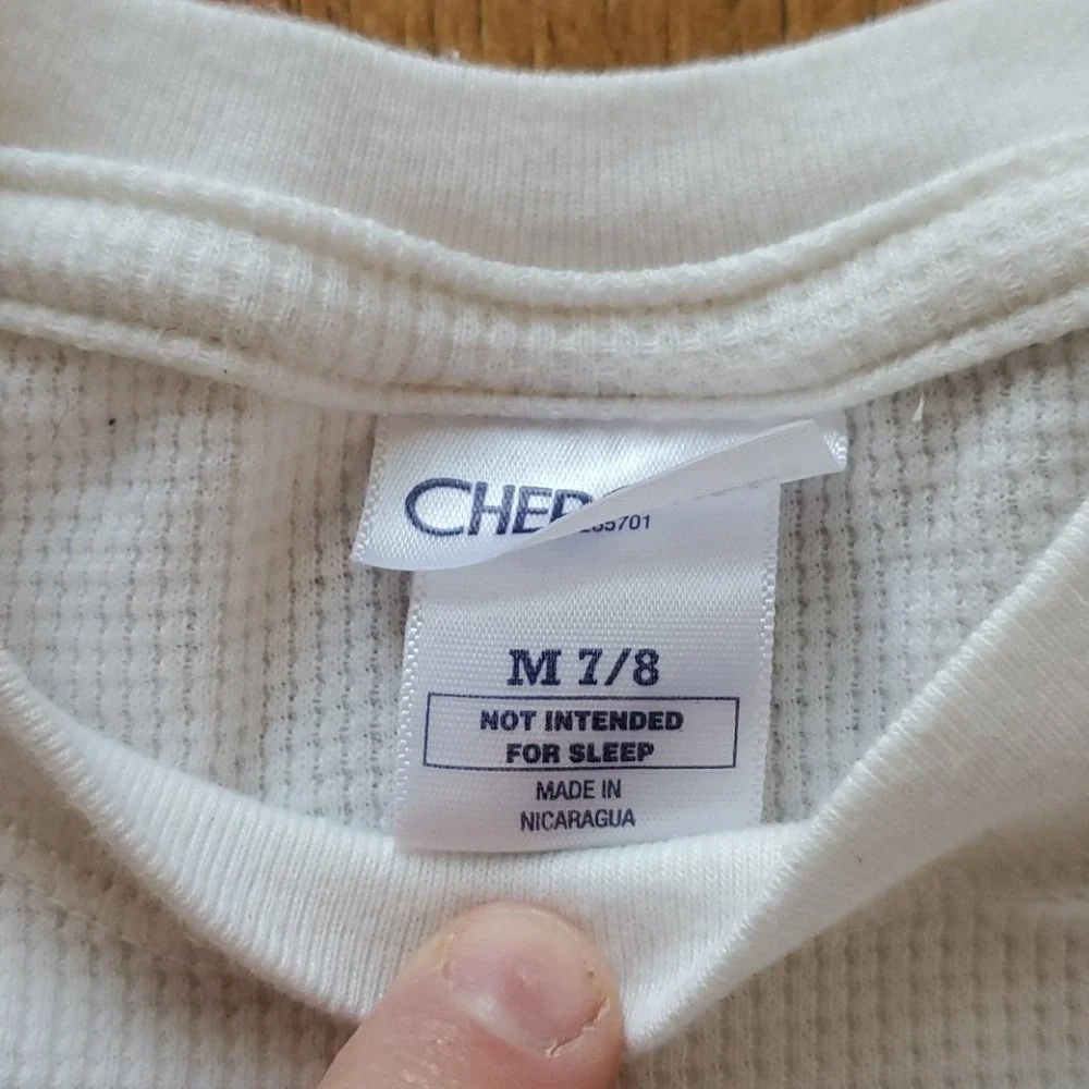 Cherokee Kids Waffle‎ Weave Layering Piece Cream Long Johns Size 7/8